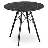 Stolik okrągły PARIS BLACK DTW 80 cm marmur czarny