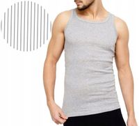 PODKOSZULKA KOSZULKA MĘSKA 100% BAWEŁNA PRĄŻKOWANA SZARA OKRĄGŁY - L