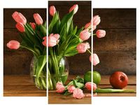 70 90CM OBRAZ 3 ELEM CZERWONE TULIPANY ŚCIENNY DRUK PŁÓTNO