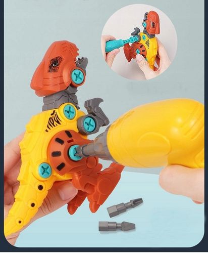 Klocki konstrukcyjne DINOZAURY do skręcania ZESTAW z wkrętarką śrubokrętem na Arena.pl