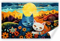 Fototapeta PREMIUM STRUKTURA ZMYWALANA POD WYMIAR Para kotów krajobraz