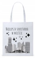 Dla Sekretarki Na Prezent Torba Eco Biała Shopper Z Nadrukiem Ze Zdjęciem