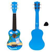 Gitara ukulele dla dzieci drewniana 4 struny nylonowe kostka dogry ECOTOYS