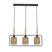 Crown lampa wisząca czarny 3x40W E27 abażur beżowy