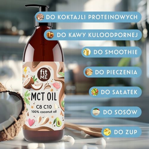 Olej MCT z kokosa 100% Coconut olej kokosowy keto C8 + C10 500 ml + pompka na Arena.pl