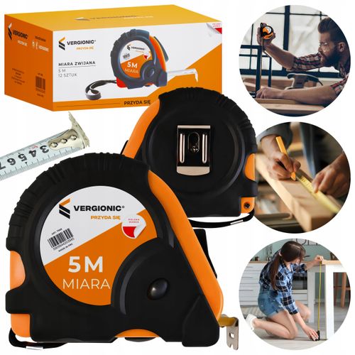 Taśma miernicza 5 m VERGIONIC - zwijana miarka budowlana z blokadą na Arena.pl