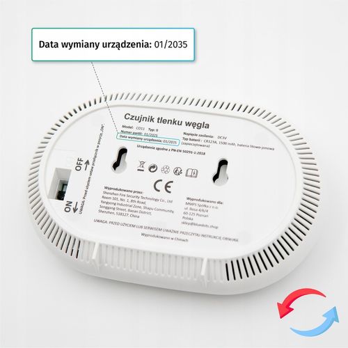 CZUJNIK CZADU TLENKU WĘGLA CO-Tech CO11 | BATERIA NA 10 LAT | na Arena.pl