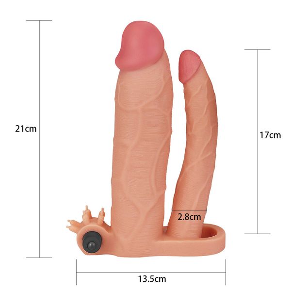 Add 3"" Pleasure X Tender Vibrating Double Penis Sleeve zdjęcie 6