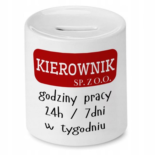 Skarbonka Dla Kierownika Kierownik Sp. Z O.o. Z Nadrukiem Ze Zdjęciem zdjęcie 1