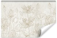 Fototapeta Ścienna KWIATY Natura Styl Line-art Beton 450cm x 300cm