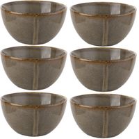 2 x 6 X SALATERKA PORCELANOWA 15 CM BERGEN BRĄZOWA RETRO SALATERKI ZESTAW