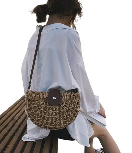 Torebka PLECIONA na ramię BOHO KOSZYK PÓŁKSIĘŻYC zdjęcie 8