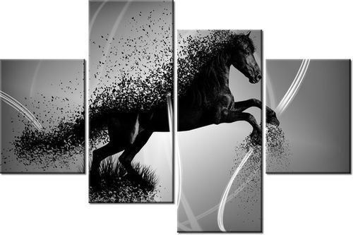 140CM 70 OBRAZ CZARNO BIAŁY KOŃ GMENTARYZACJA JAKUB BANAŚ ŚCIENNY na Arena.pl