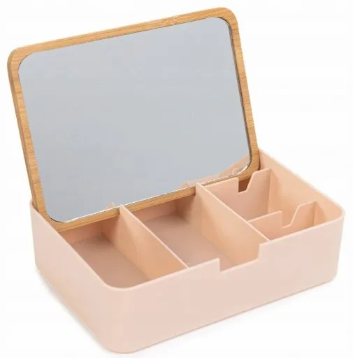Organizer pojemnik różowy z lusterkiem NADRUK własny PREZENT URODZINY zdjęcie 9