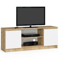 Szafka rtv, stolik, NOVA, 140x40x55 cm, dąb artisan, biel, mat | TYLETEGOTU