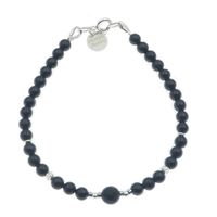 Bransoletka - Turmalin czarny, Onyks i srebro 17,5 cm