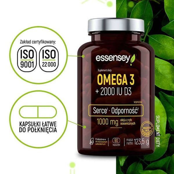 Essensey - Omega 3 + 2000 IU D3 - 90 kaps. zdjęcie 5