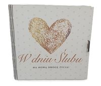 pudełko na pieniądze 16 x 16cm kwadrat w dniu ślubu złote serce 3308-se