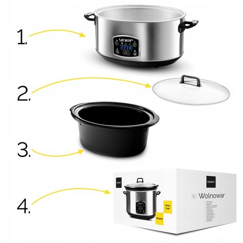 Wolnowar Garnek ceramiczny Slow Cooker Yoer INOX LCD 320W 6,5L na Arena.pl
