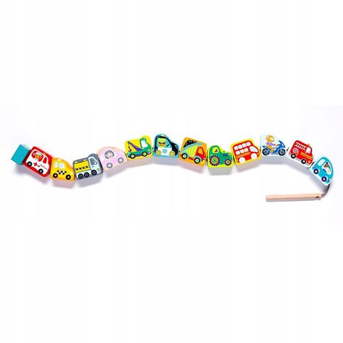 AUTKA NA SZNURKU SAMOCHODZIKI DREWNIANE NAWLEKANKA ZESTAW KOLOROWY na Arena.pl