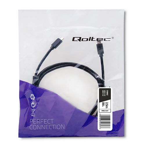 Qoltec Kabel USB 2.0 typ C męski | USB 2.0 typ C męski | 2.5m | Czarny na Arena.pl