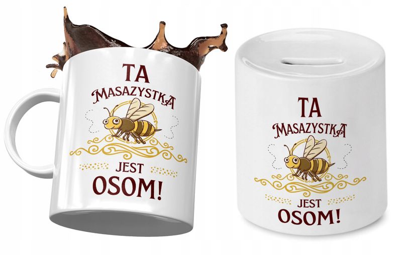 Dla Masażystki Zestaw Kubek + Skarbonka Na Prezent Z Nadrukiem Ze Zdjęciem zdjęcie 1