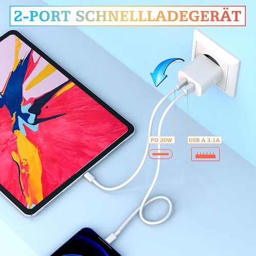 2x ładowarka USB-A USB-C + kabel USB-C - Lightning na Arena.pl
