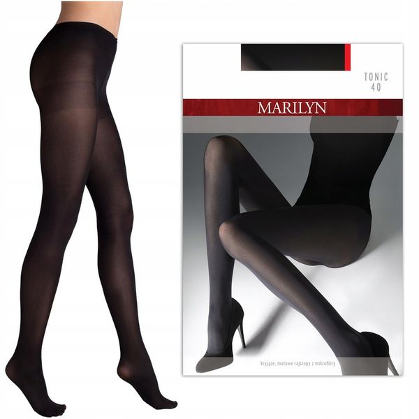 Matowe elastyczne rajstopy Tonic 40 Marilyn NERO 3 zdjęcie 1