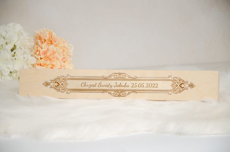 Drewniane pudełko na świecę do Chrztu Świętego PSC-3 zdjęcie 1