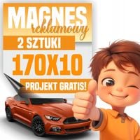 Profesjonalny Magnes 170x10 cm na Samochód - Twoja Reklama LOGO - 2 sztuki