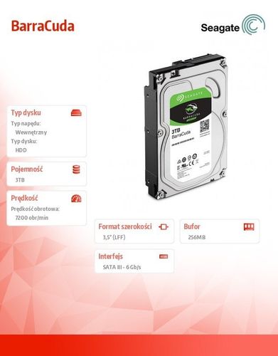 BarraCuda 3TB 3,5'' 256MB ST3000DM007 na Arena.pl