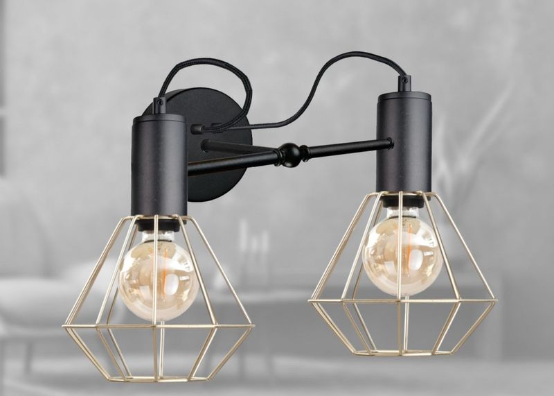 Kinkiet 2xE27 LARS BLACK/GOLD zdjęcie 2