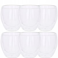 2 x SZKLANKI TERMICZNE DO KAWY HERBATY Z PODWÓJNYM DNEM GRUBE SZKŁO 250ML 6