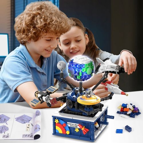 KLOCKI UKŁAD ZIEMIA PLANETA RUCHOMY KOSMOS RAKIETY SAMOLOT LED 554szt 6w1 na Arena.pl