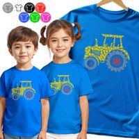 KOSZULKA DZIECIĘCA TSHIRT - KOLOROWE KROPKI TRAKTOR DZIEŃ KROPKI - 146 L