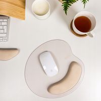 Podkładka pod mysz jednokolorowa z poduszką pod nadgarstek - beżowa