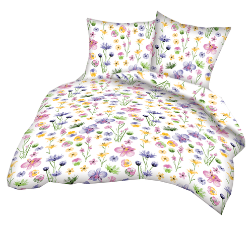 Pościel z kory 100% bawełna 160x200 wzór kwiaty na białym tle na Arena.pl