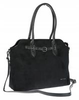 Torebka damska zamsz kuferek elegancka do pracy włoska marka 2947 Czarna