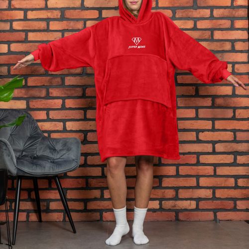 Bluzair SUPER MAMA - Bluza koc - Czerwony na Arena.pl