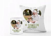 Zestaw PODUSZKA i KUBEK PREZENT dla DZIADKA z tekstem ZDJĘCIEM IMIENIEM