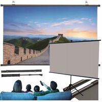 EKRAN PROJEKCYJNY HD PRZENOŚNY ŚCIENNY SKŁADANY ZE STATYWEM