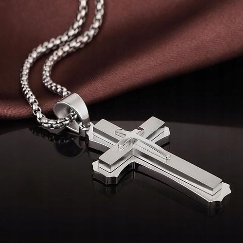 Srebrny ŁAŃCUSZEK z Krzyżykiem Męski WŁOSKI Krzyż ŁAŃCUCH Diamentowany na Arena.pl