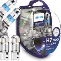 Żarówki Philips Racing Vision GT200 H7 55W +200% Światła + W5W LED CLEAR