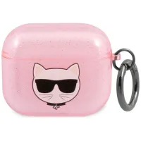 Etui Karl Lagerfeld Glitter Choupette na AirPods 3 - różowe