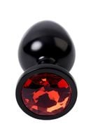 Black Anal Plug Red Cristal – Czarny Aluminiowy Korek Analny Z Kryształem