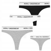 Stringi Majtki Damskie Gładkie Szeroka Guma 3-PAK MORAJ Rozmiar - S
