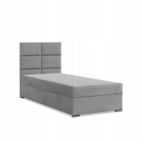 Łóżko Kontynentalne CALVI JEDNOOSOBOWE Tapicerowane VELVET JASNY SZARY