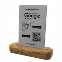 Stojak NFC QR do opinii Google tabliczka prezenter + nazwa firmy + GRATIS