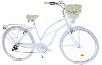 Rower Dallas Cruiser 28" 7spd Lady Alu - biały z koszem i wyściółką