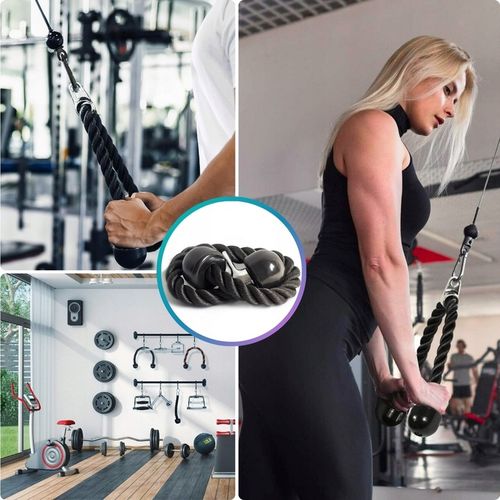 SZNUR UCHWYT DO WYCIĄGU LINA NA TRICEPS MASYWNA I SOLIDNA Z KARABIŃCZYKIEM na Arena.pl